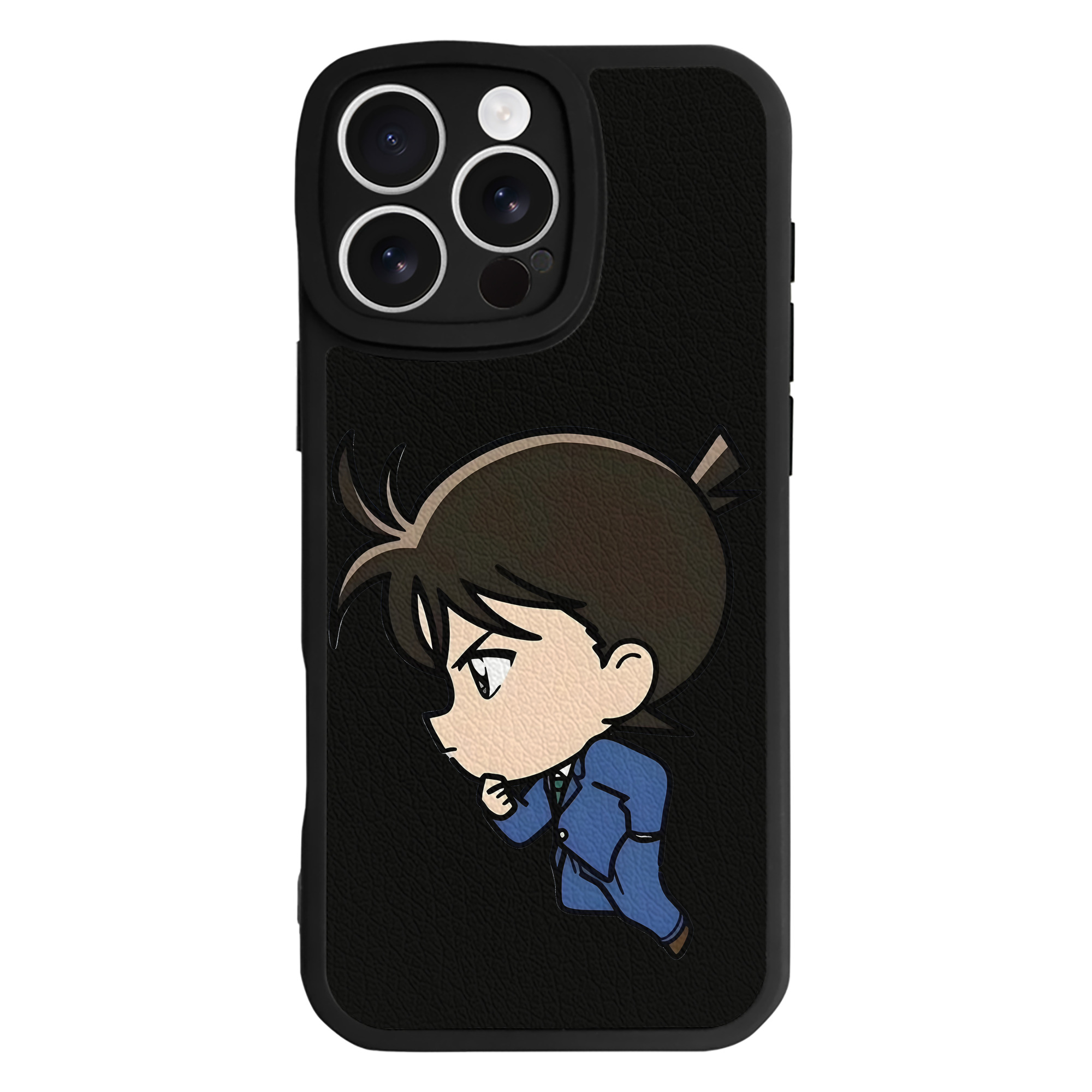 （画像用） 名探偵コナン 江戸川 コナン Detective Conan Conan Edogawa 【iPhone 16シリーズ対応】シリコンスマホケース（レザー調） 材質：シリコン